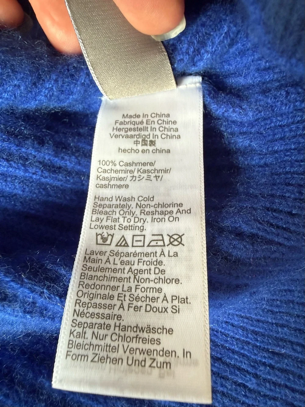 J. Crew 100% Cashmere Blue Ribbed Sweater S